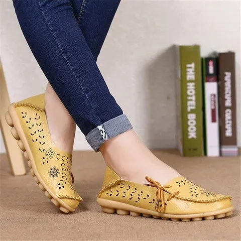 Large Size Breathable Hollow Out Flat Lace Up Soft Shoes