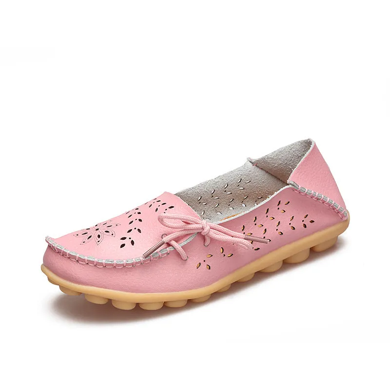 Large Size Breathable Hollow Out Flat Lace Up Soft Shoes