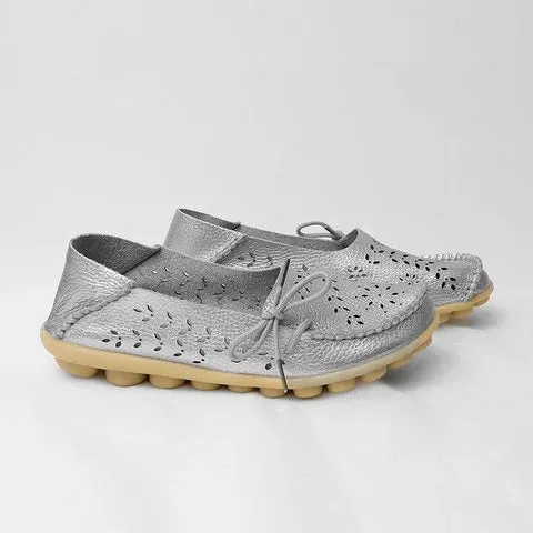Large Size Breathable Hollow Out Flat Lace Up Soft Shoes