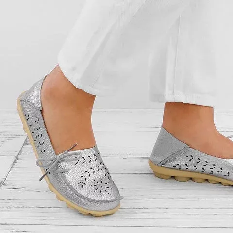 Large Size Breathable Hollow Out Flat Lace Up Soft Shoes