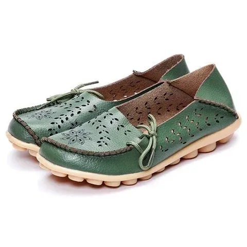 Large Size Breathable Hollow Out Flat Lace Up Soft Shoes