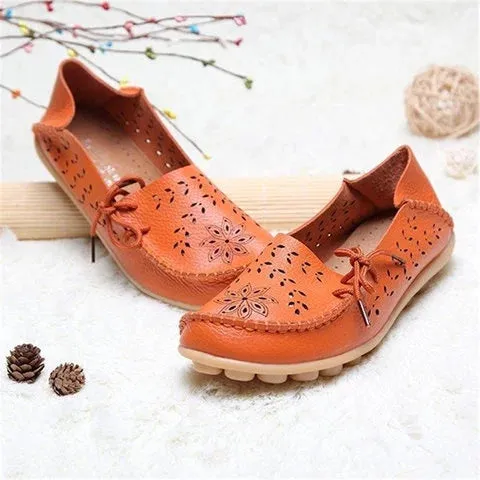Large Size Breathable Hollow Out Flat Lace Up Soft Shoes