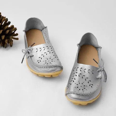 Large Size Breathable Hollow Out Flat Lace Up Soft Shoes