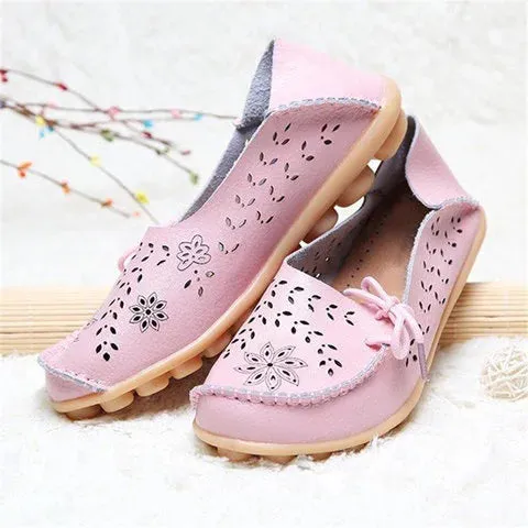 Large Size Breathable Hollow Out Flat Lace Up Soft Shoes