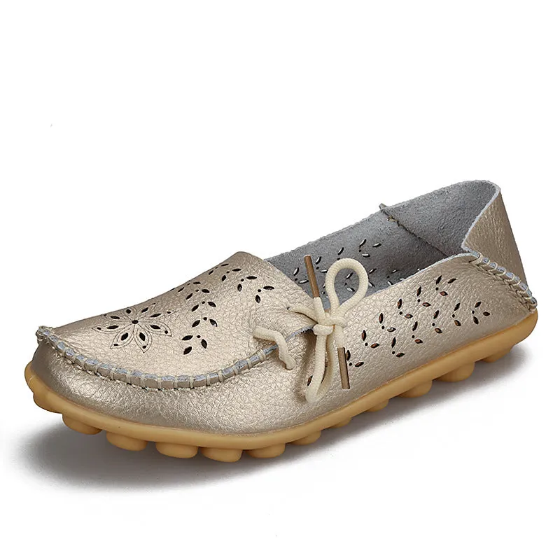 Large Size Breathable Hollow Out Flat Lace Up Soft Shoes