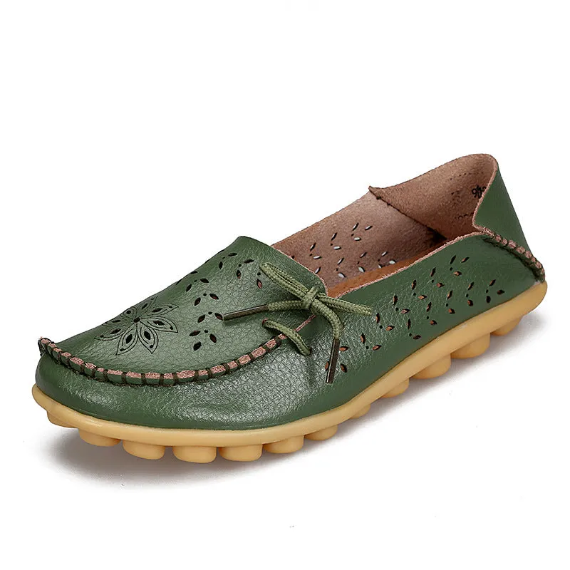 Large Size Breathable Hollow Out Flat Lace Up Soft Shoes