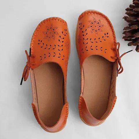 Large Size Breathable Hollow Out Flat Lace Up Soft Shoes