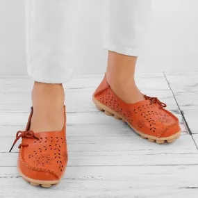 Large Size Breathable Hollow Out Flat Lace Up Soft Shoes