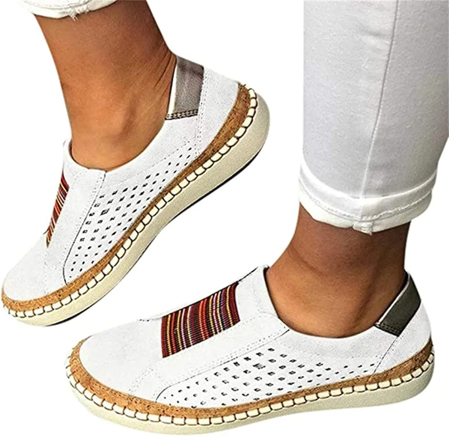 Lausiuoe Shoes For Women Dressy Flats Loafers Fashion Canvas Shoes Lightweight Casual Comfortable Walking Slip On Sneakers
