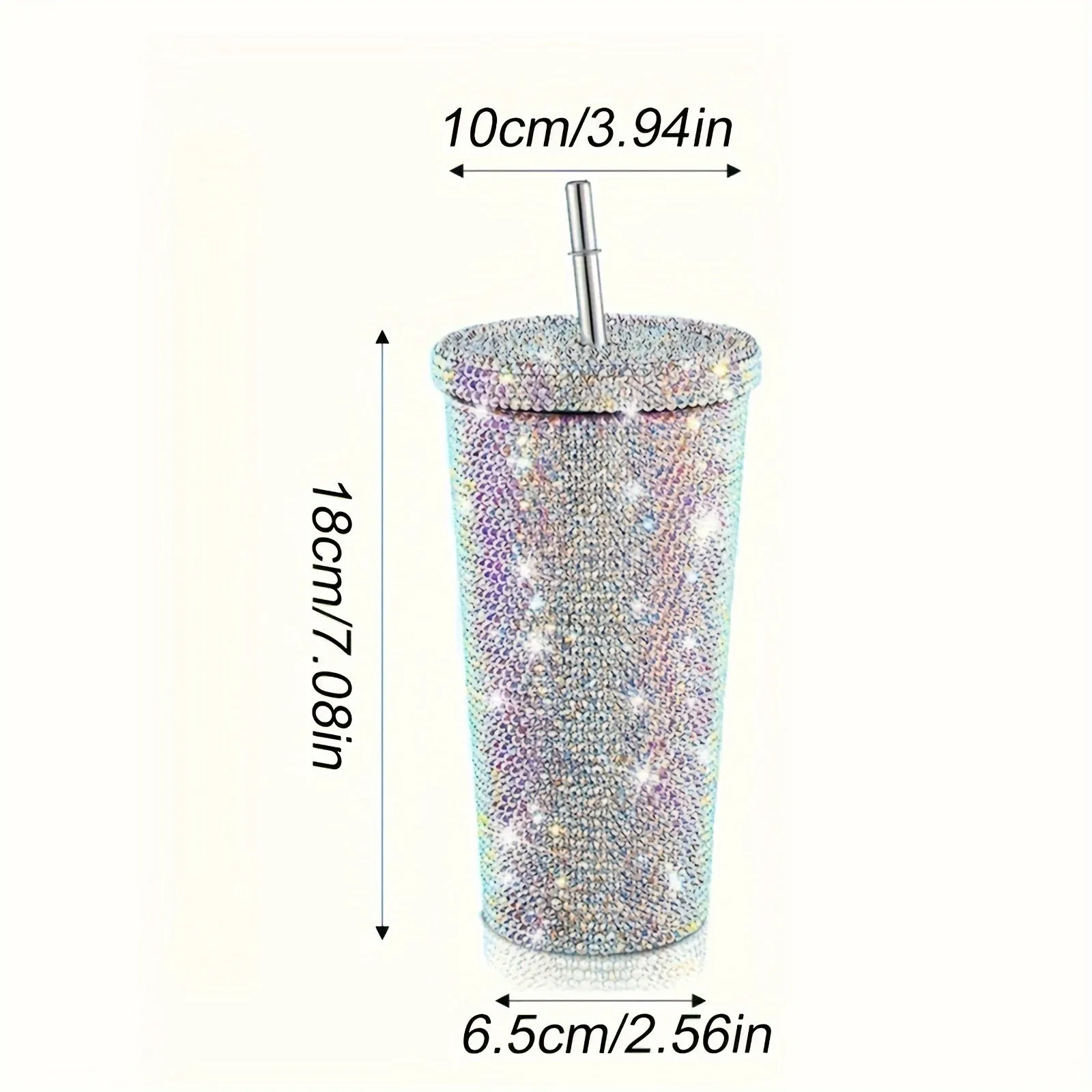 Luxury Rhinestone-Embellished Stainless Steel Tumbler - Insulated & Leakproof With Lid For Hot And Cold Drinks, Perfect For Outdoor Activities