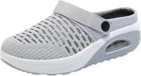 NEW Retails $50 Women Platform Trendy Mule Sporty Casual Breathable Women's Fashion Sneakers Women Tennis Shoe Slip On Low Top Shoes, Grey, Sz 10