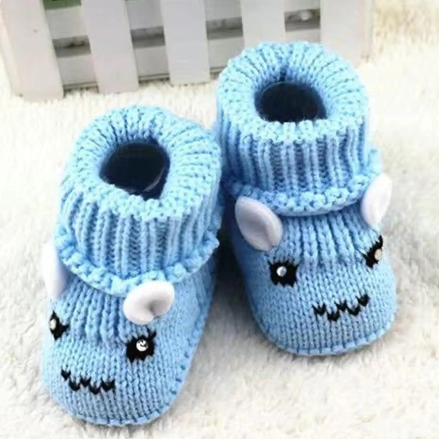 Newborn Knit Booties Soft Baby Boots for Infant Boys Girls No-Slip Soft First Walking Shoes Home Indoor Sock Shoes