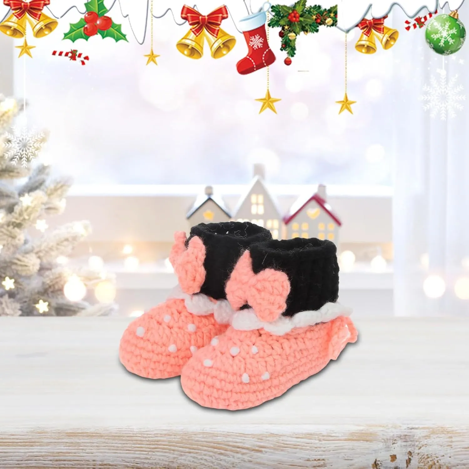 Newborn Knit Booties Soft Baby Boots for Infant Boys Girls No-Slip Soft First Walking Shoes Home Indoor Sock Shoes