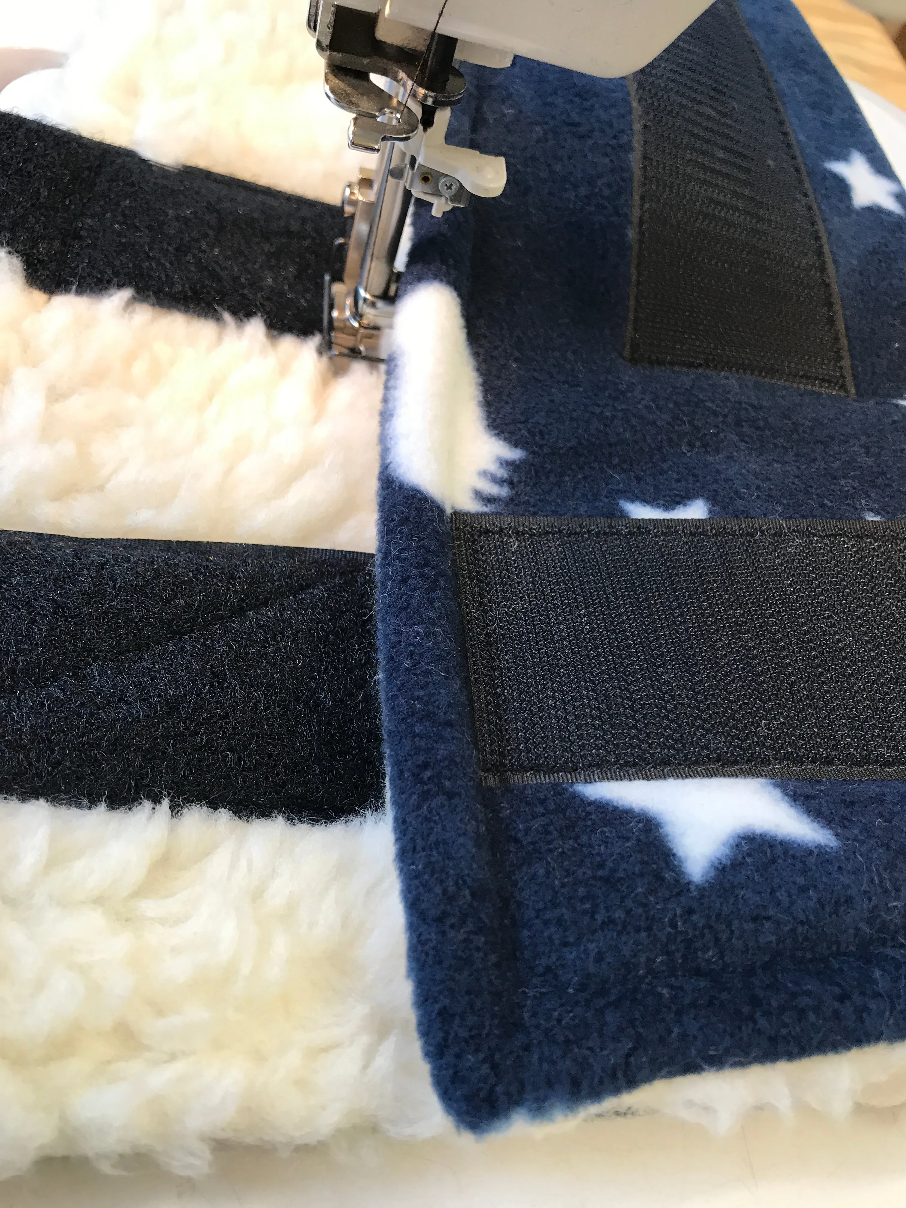 Patterned fleece and faux fur exercise boots