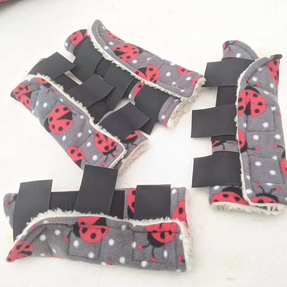 Patterned fleece and faux fur exercise boots