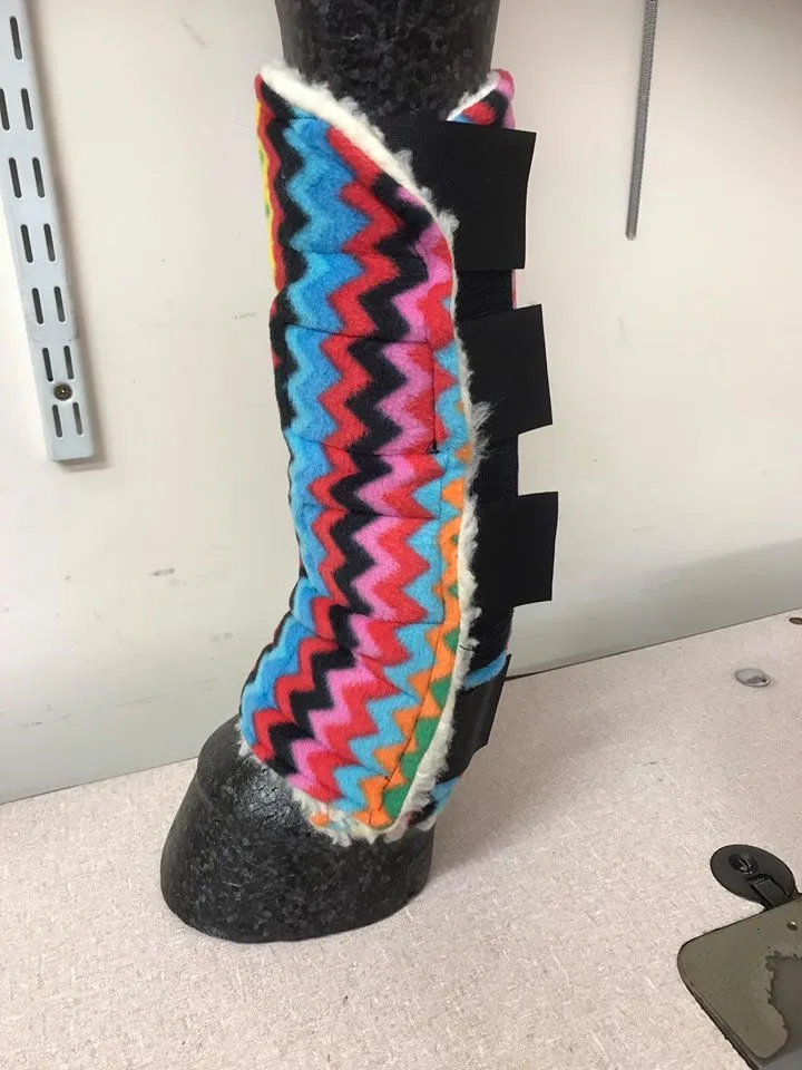 Patterned fleece and faux fur exercise boots