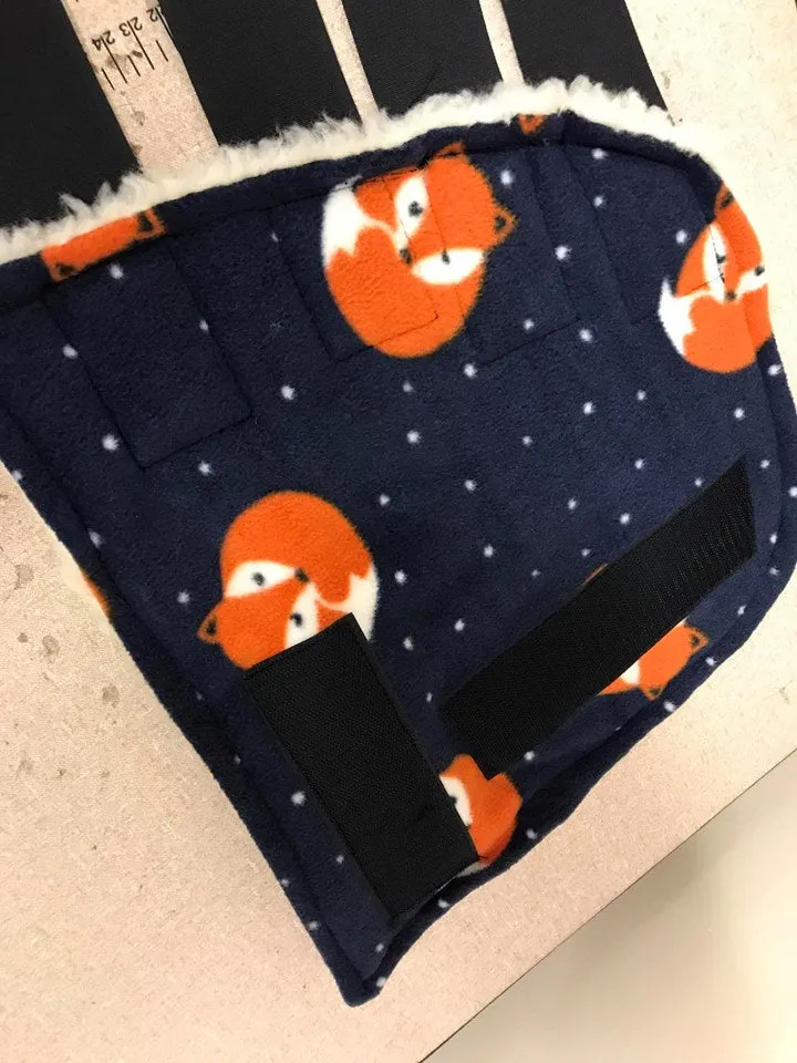 Patterned fleece and faux fur exercise boots