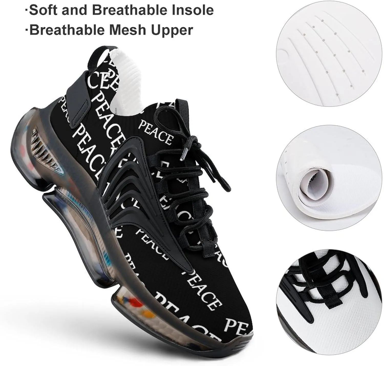 Peace Mens Sneakers Running Shoes Lightweight Athletic Shoes for Jogging Walking Gym
