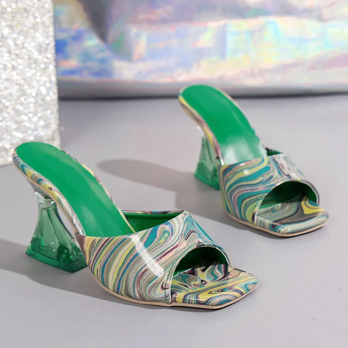 Peep Toe Mid Heels