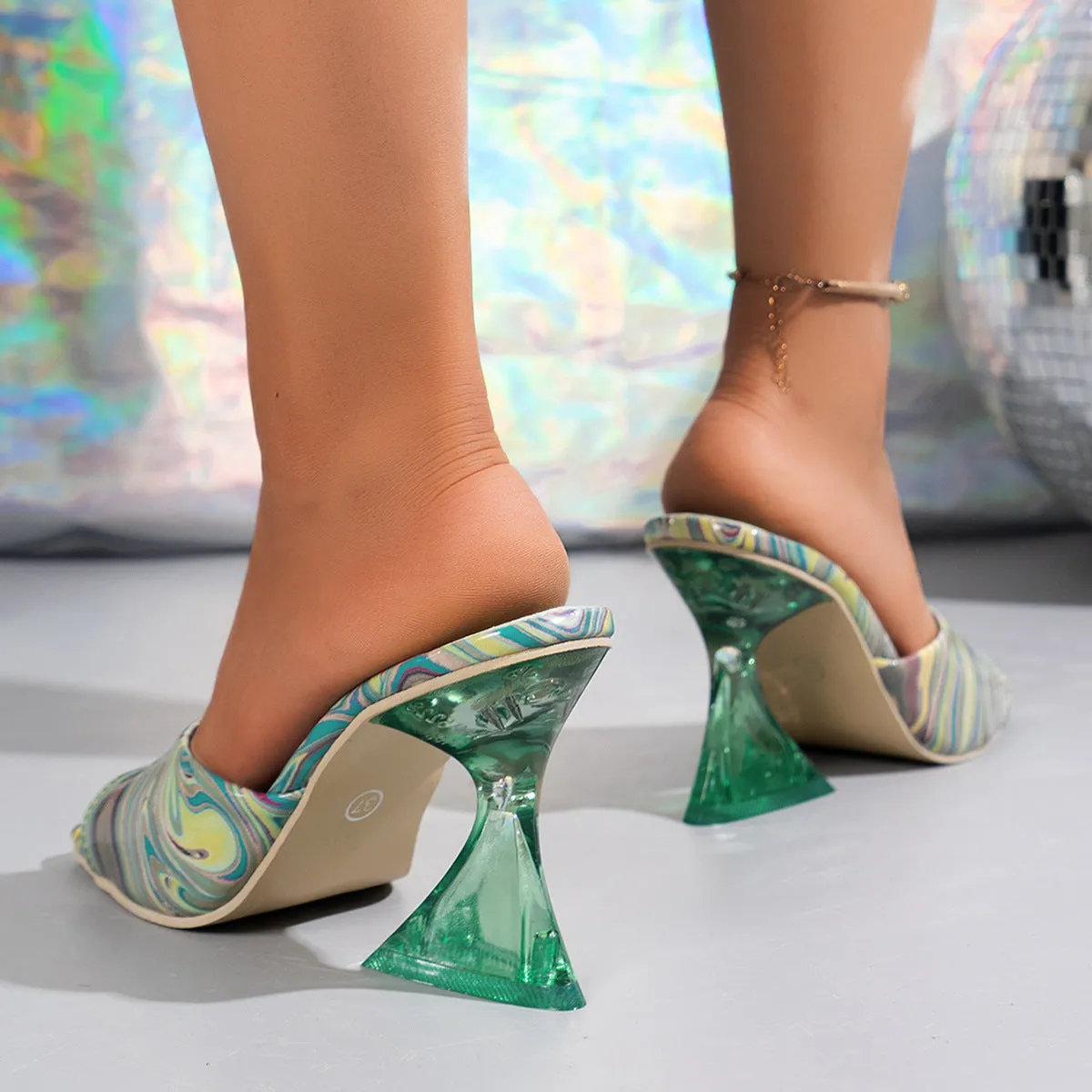 Peep Toe Mid Heels