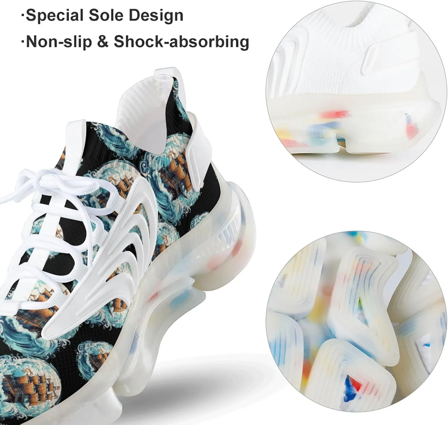 Piratees Ship Mens Sneakers Running Shoes Lightweight Athletic Shoes for Jogging Walking Gym