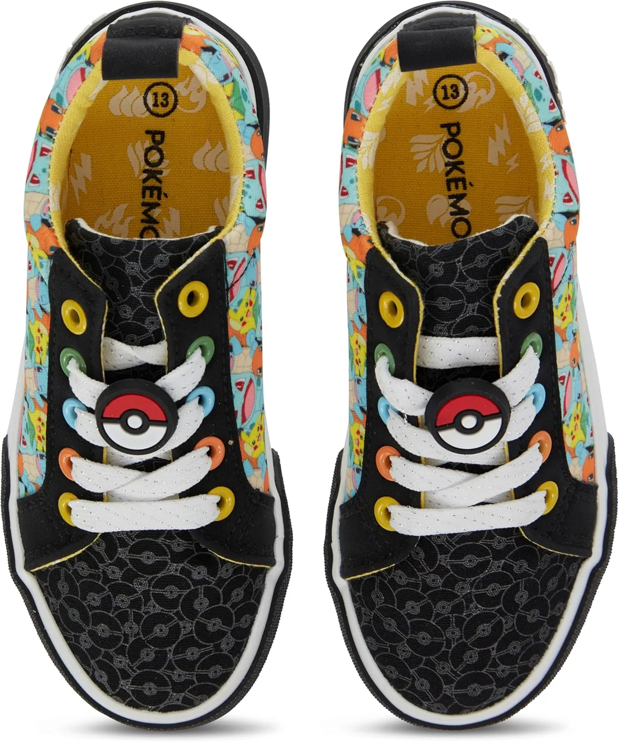 Pokemon Boys Classic Pikachu Sneakers Kids Shoes with Easy-On Lace Up - Pikachu, Charizard, Bulbasaur - Official Shoes