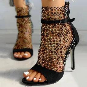 Rhinestones Patchwork Sparkly High Heels Sandals
