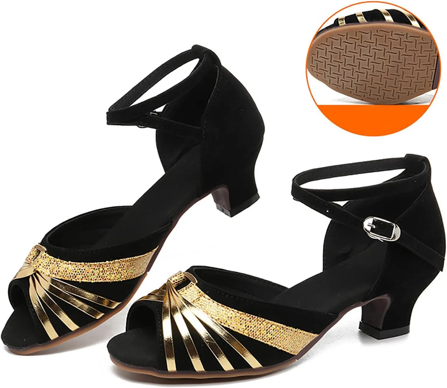Sandal Heel for Women Sparkly Heels Sandals Strappy Heels Dressy Women's Slingback Heel Chunky Block