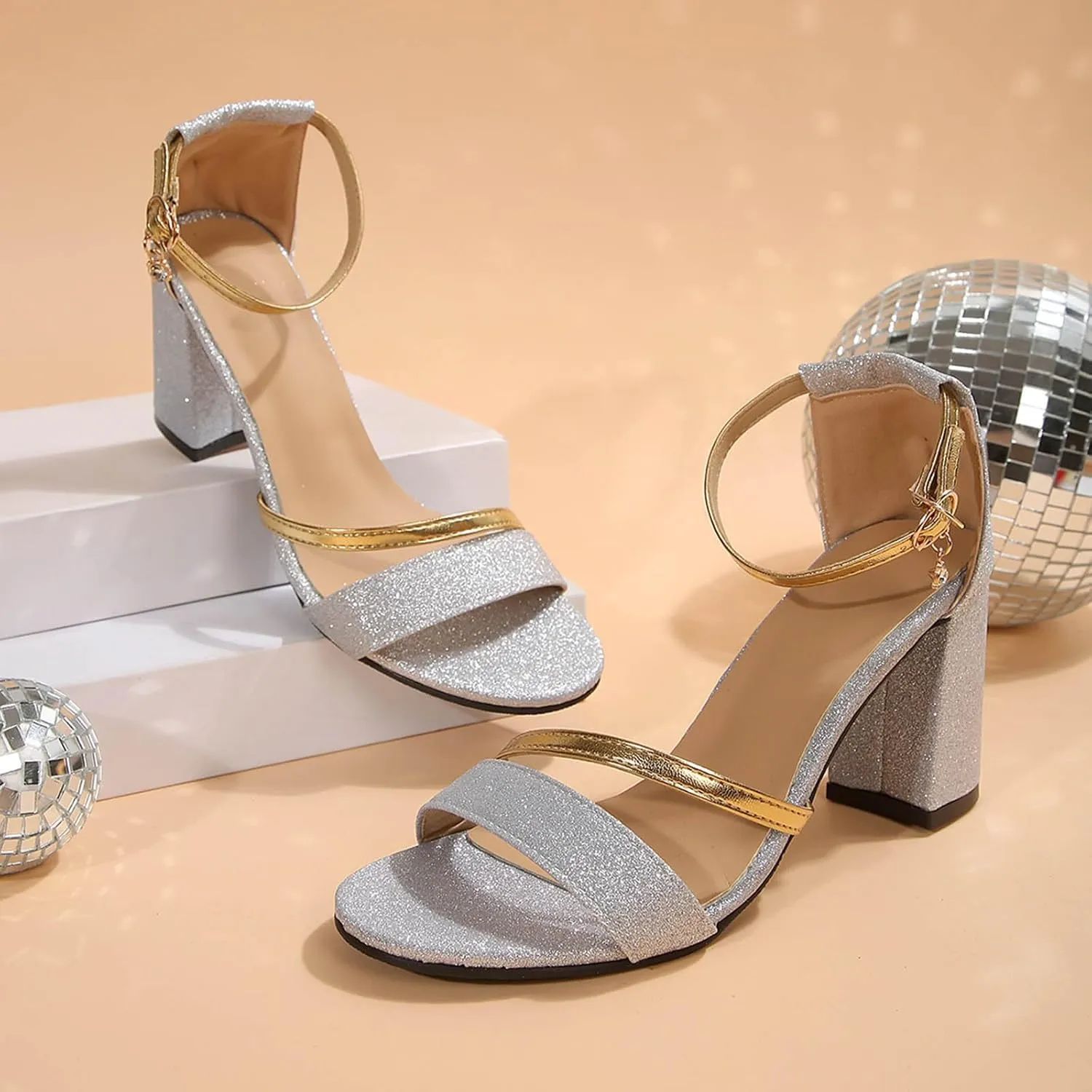 Sandal Heels for Women Chunky Heels for Women Comfortable Chunk Low Heel Sandal Ankle Strap Open Toe Sandals