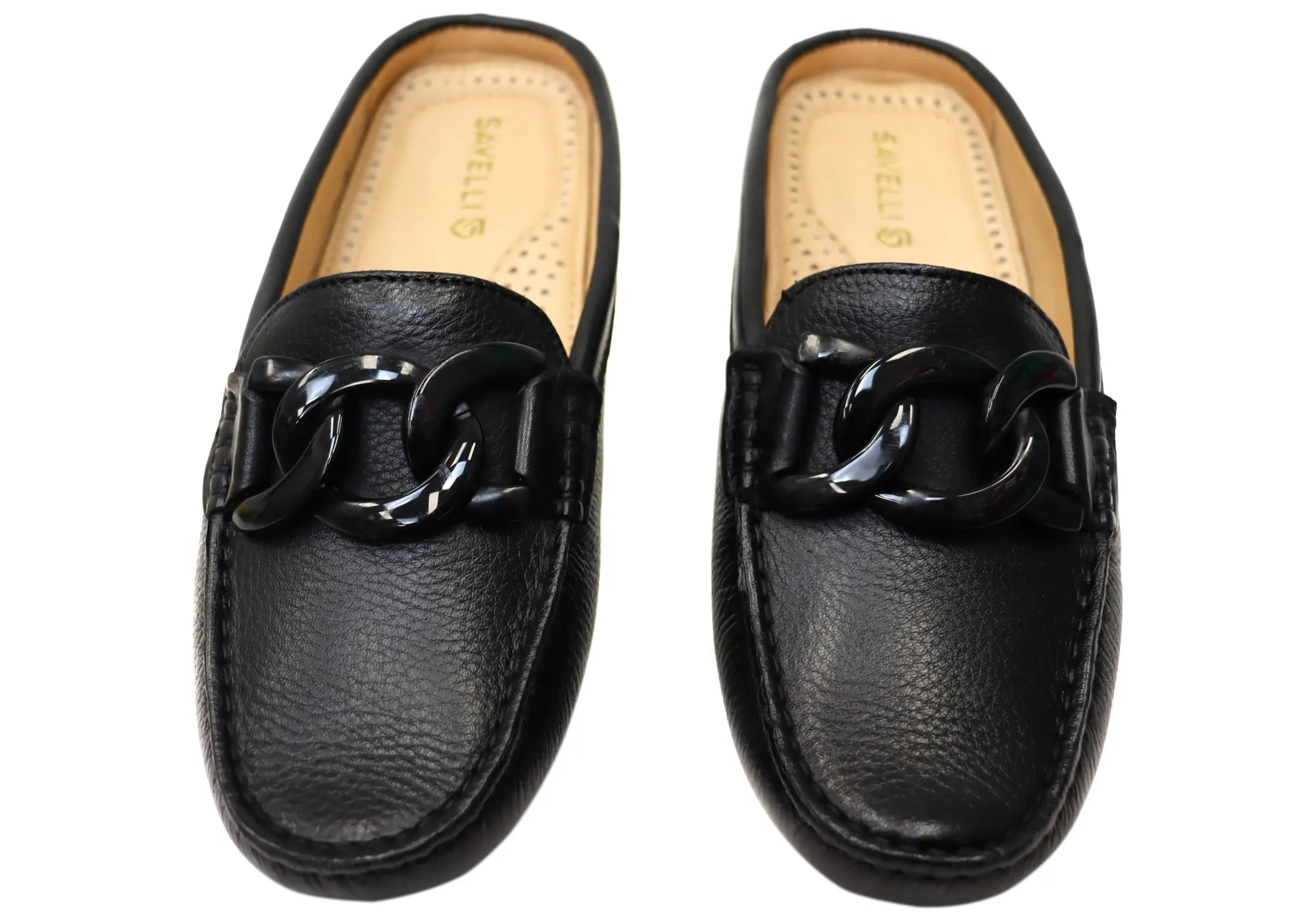 Savelli Paula Womens Brazilian Leather Closed Toe Open Back Mules