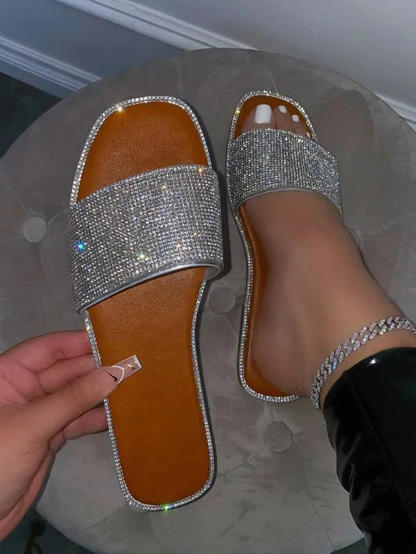 Silver Rhinestone Flats Amita-3