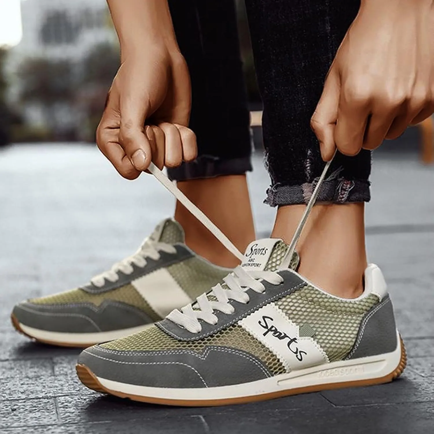Slip On Walking Shoes for Women Men Breathable Lightweight Lace Up Fashion Sneakers Summer Casual Comfortable Sneakers
