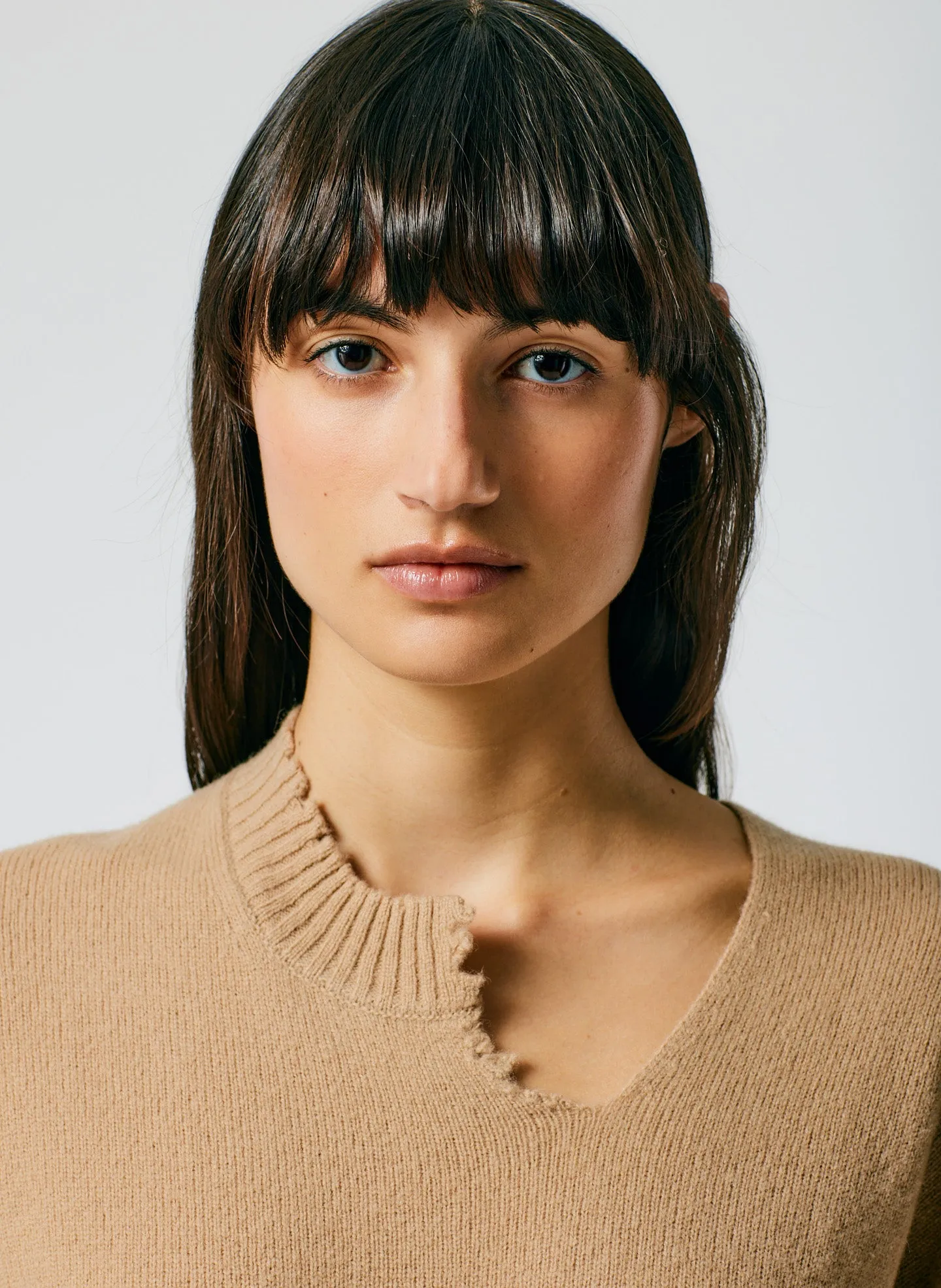 Soft Lambswool Cutout Neckband Mini Dress