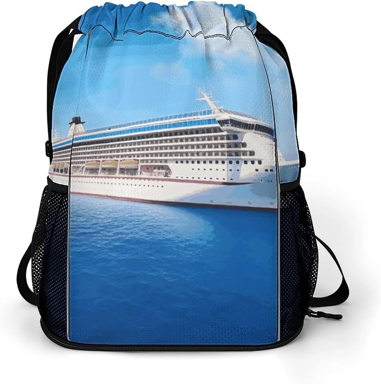 Sports Drawstring Backpack Lightweight Small Gym Bag Cruise Ship Gym Sackpack for Women Men