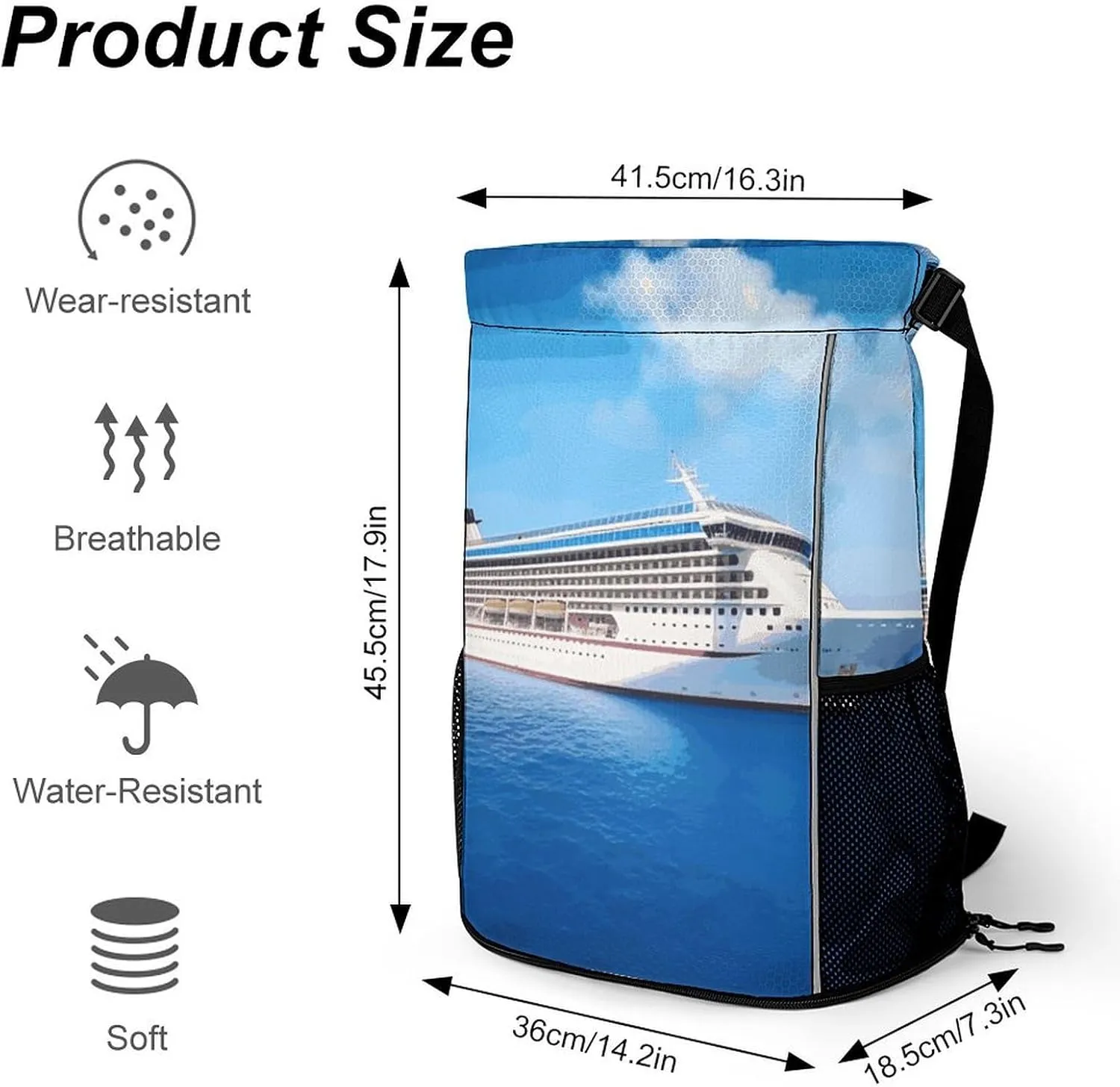 Sports Drawstring Backpack Lightweight Small Gym Bag Cruise Ship Gym Sackpack for Women Men