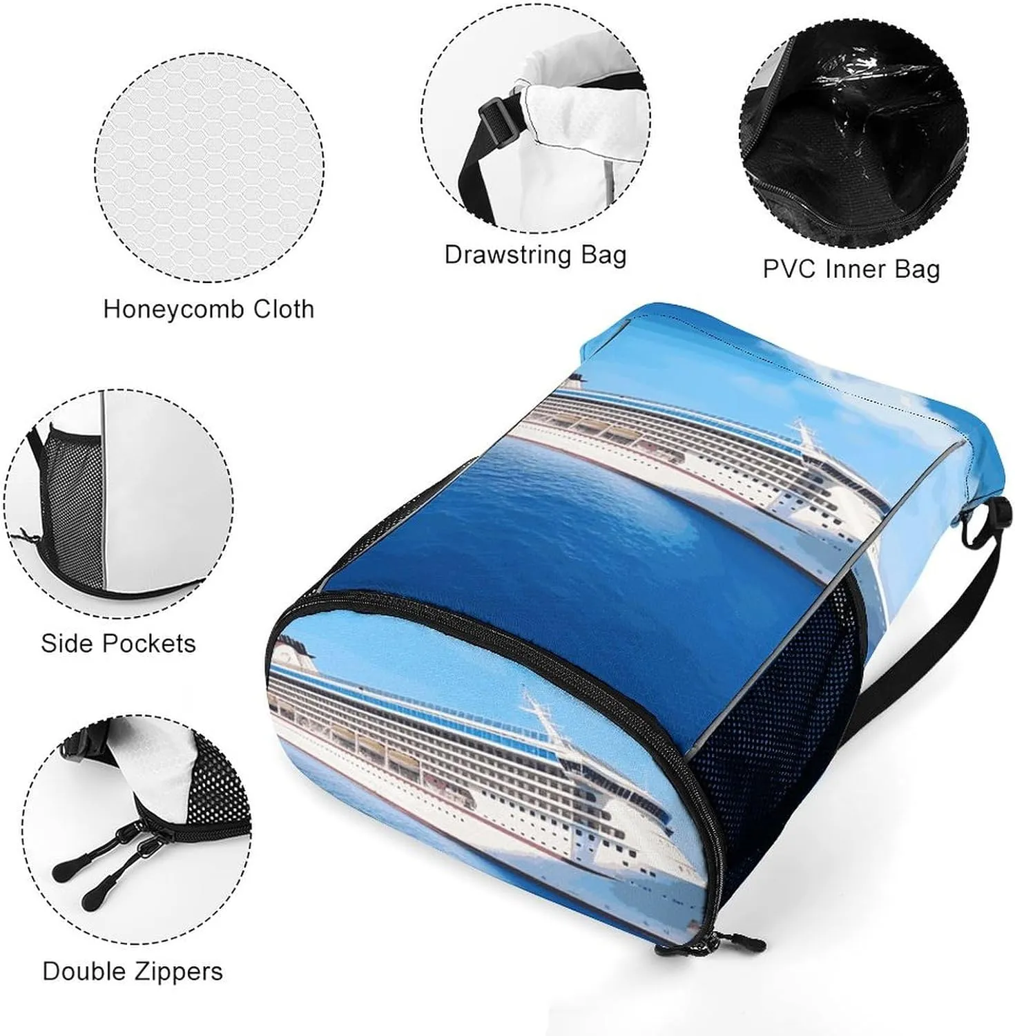 Sports Drawstring Backpack Lightweight Small Gym Bag Cruise Ship Gym Sackpack for Women Men