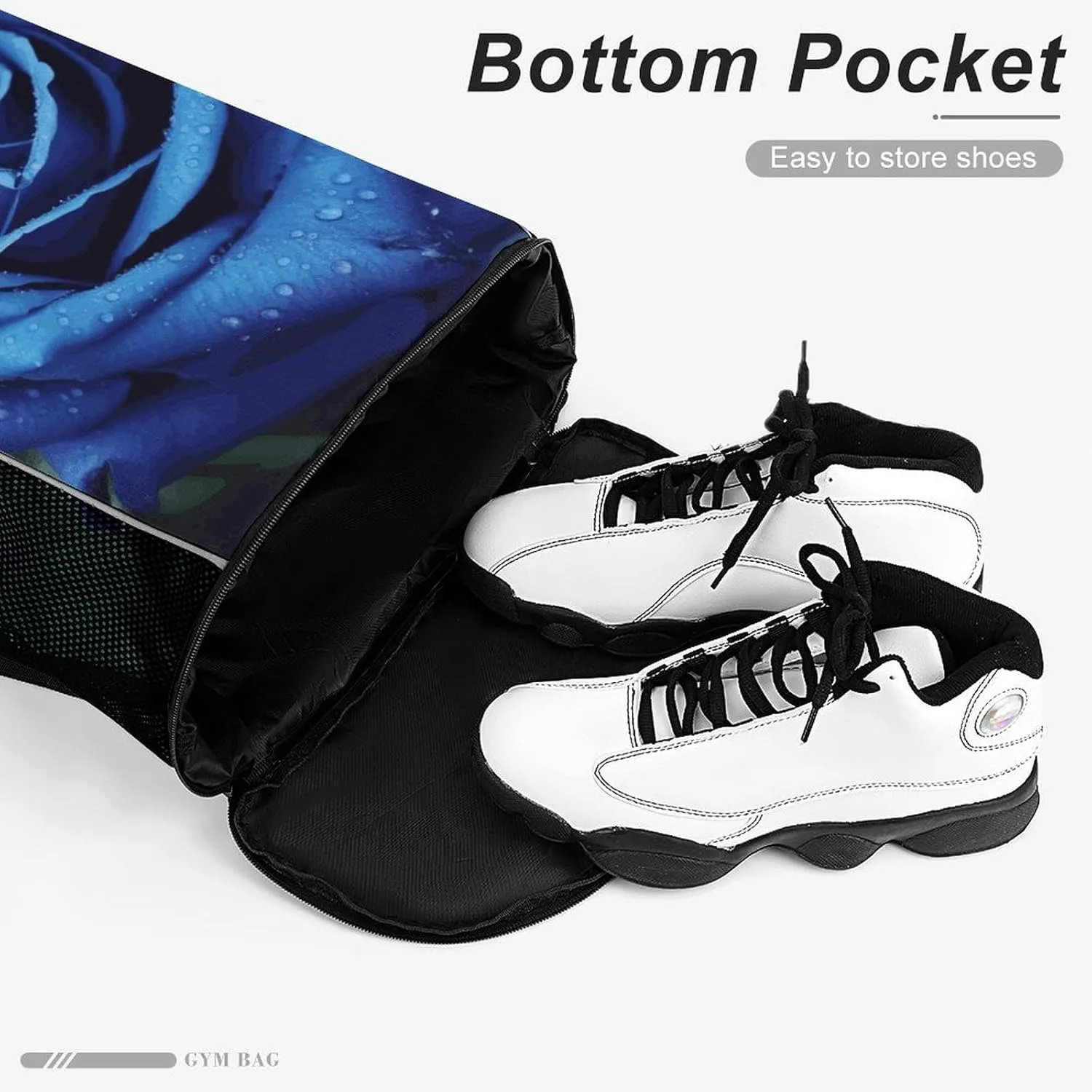 Sports Drawstring Backpack Lightweight Small Gym Bag Romantic Blue Rose Gym Sackpack for Women Men