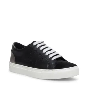 Steve Madden Rezza Black Leather Lace Up Casual Tennis Sneakers