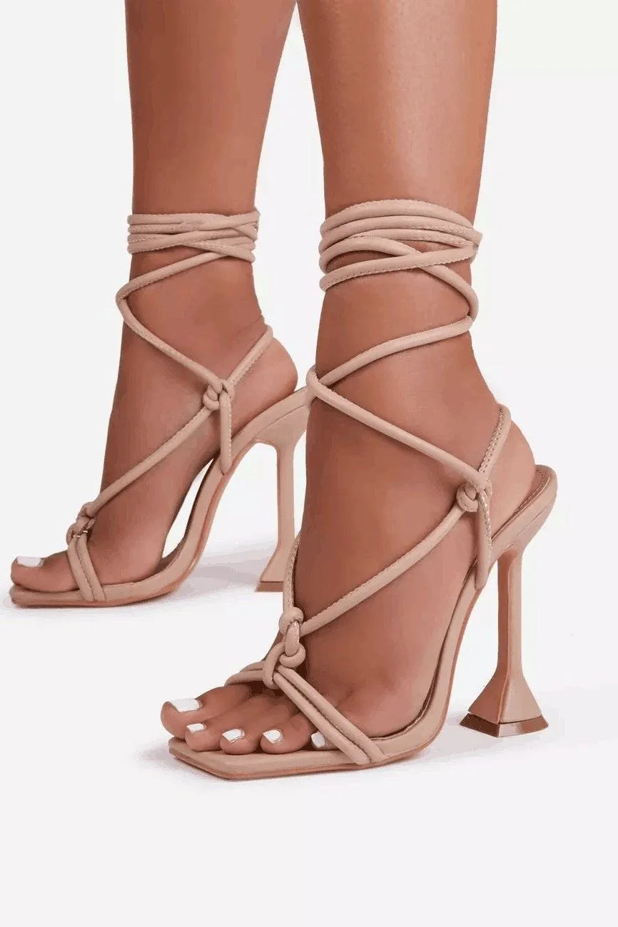 Stiletto Wineglass Cross Strap Square Head Sandals