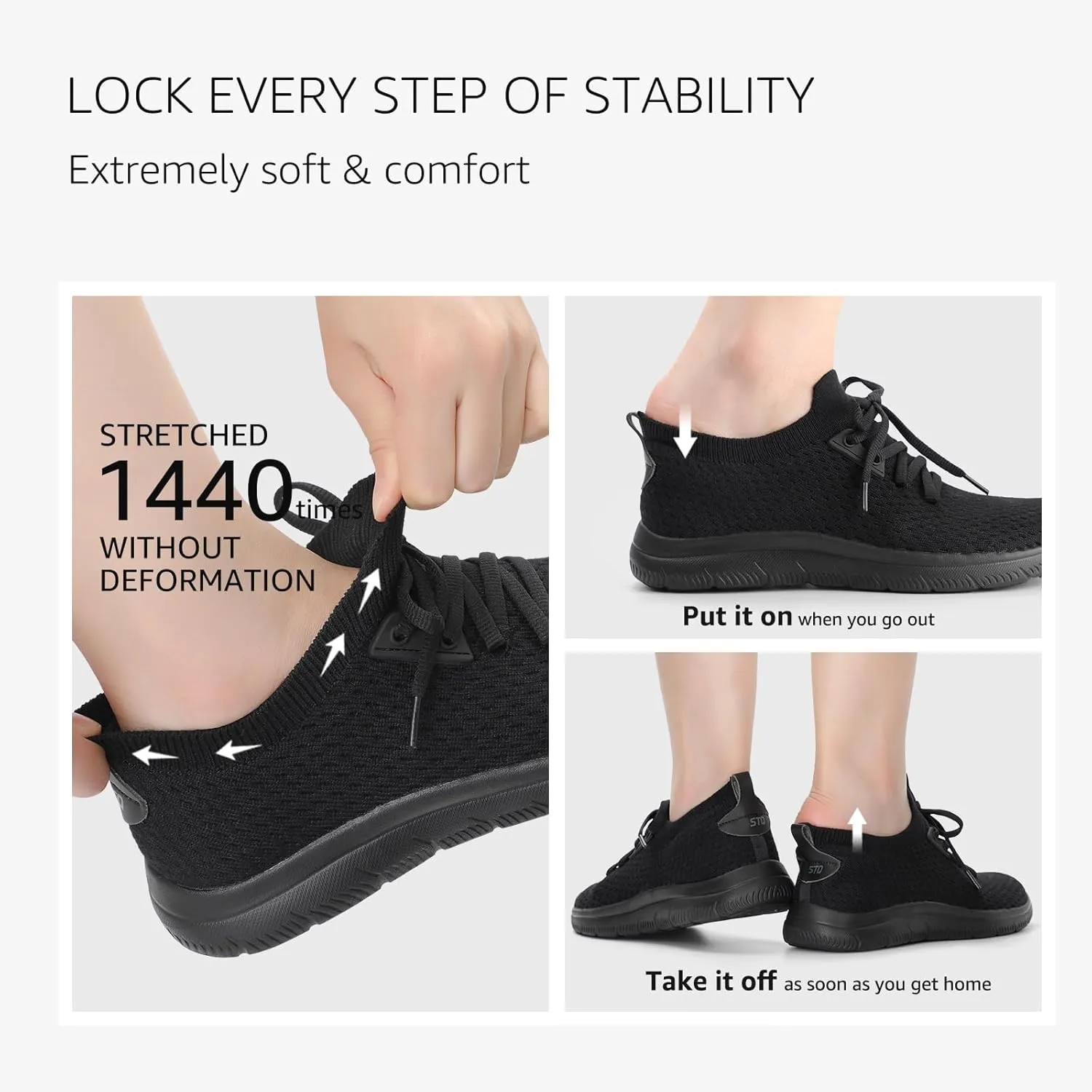 STQ Tennis Shoes Womens Slip on Walking Sneakers for Gym Workout