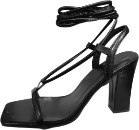 Strappy Heels for Women Chunky High Heels Wedding Heels for Bride Heeled Sandals Ankle Strap Shoes Summer Dress Shoes