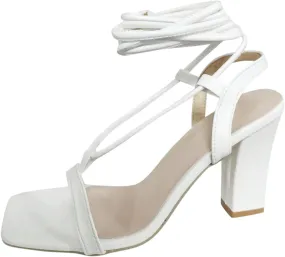 Strappy Heels for Women Chunky High Heels Wedding Heels for Bride Heeled Sandals Ankle Strap Shoes Summer Dress Shoes