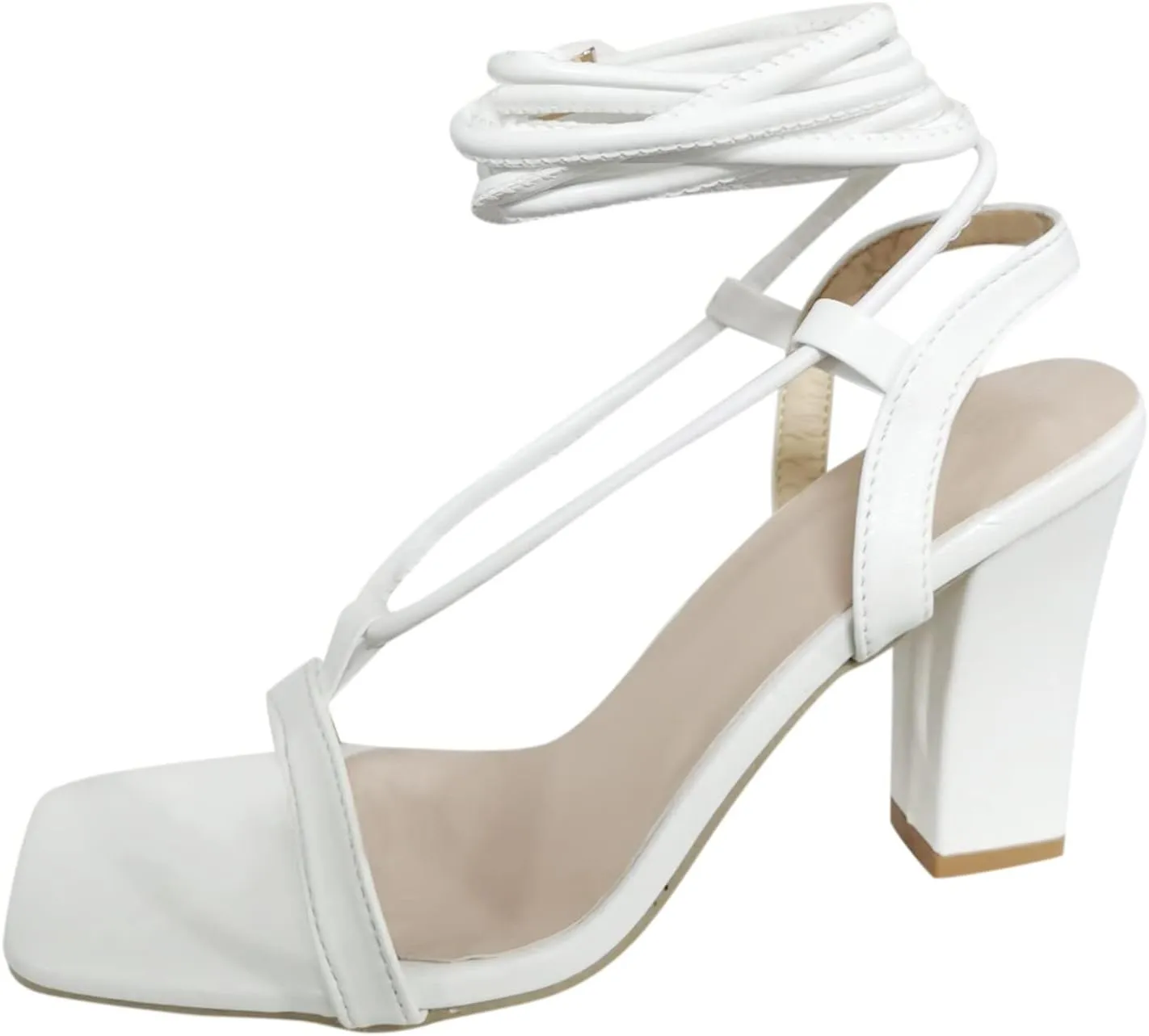 Strappy Heels for Women Chunky High Heels Wedding Heels for Bride Heeled Sandals Ankle Strap Shoes Summer Dress Shoes
