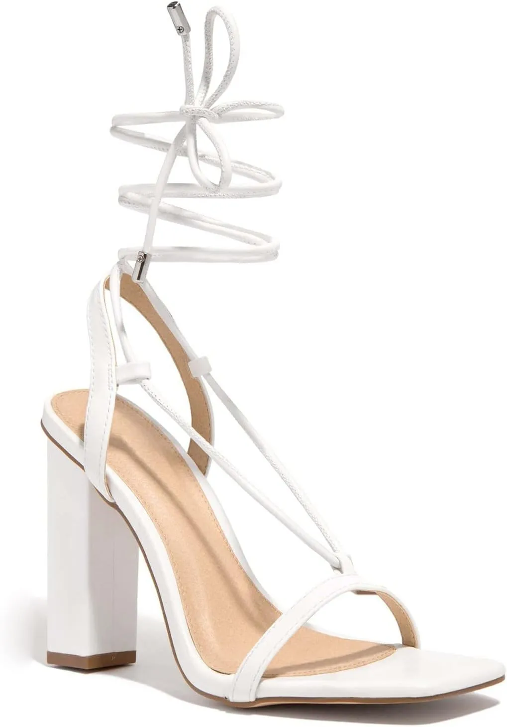 Strappy Heels for Women Chunky High Heels Wedding Heels for Bride Heeled Sandals Ankle Strap Shoes Summer Dress Shoes