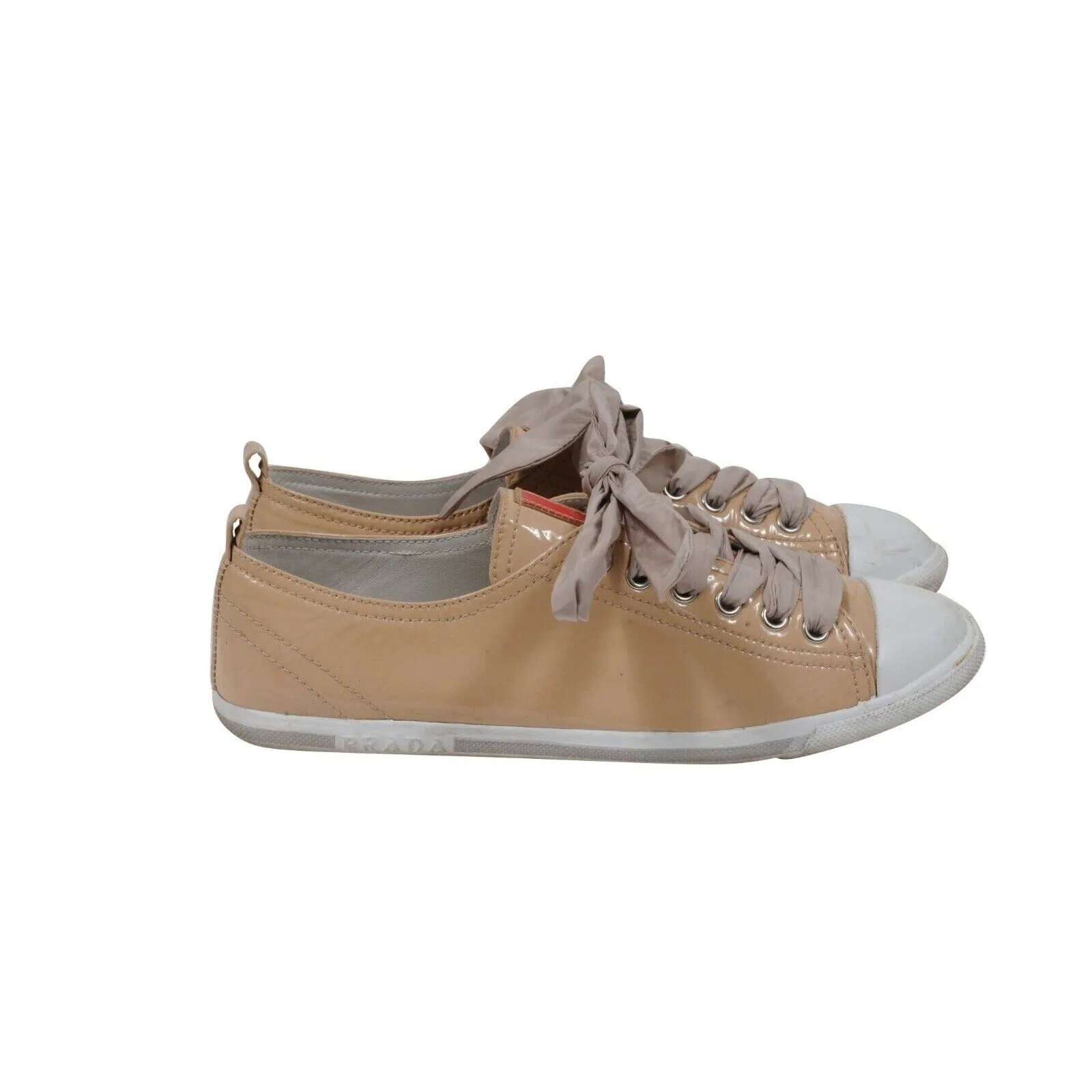 Tan Patent Leather Low Top Sneakers