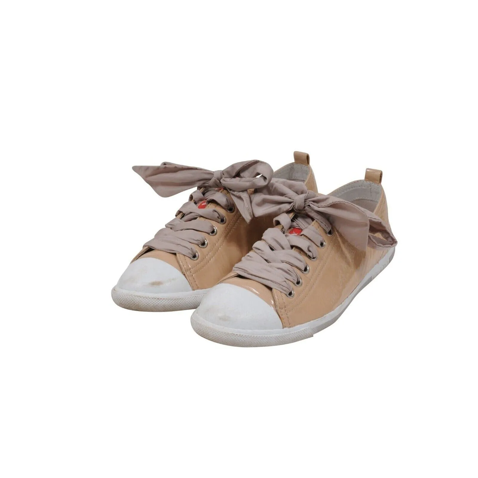 Tan Patent Leather Low Top Sneakers