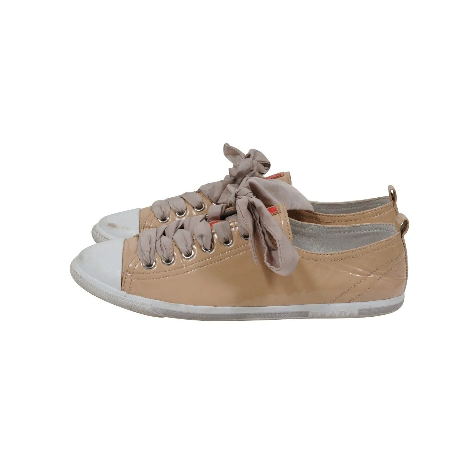 Tan Patent Leather Low Top Sneakers