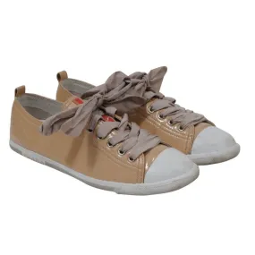 Tan Patent Leather Low Top Sneakers