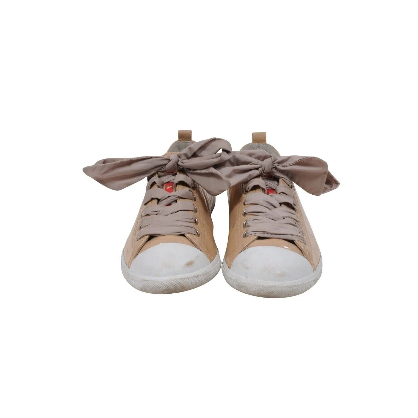 Tan Patent Leather Low Top Sneakers