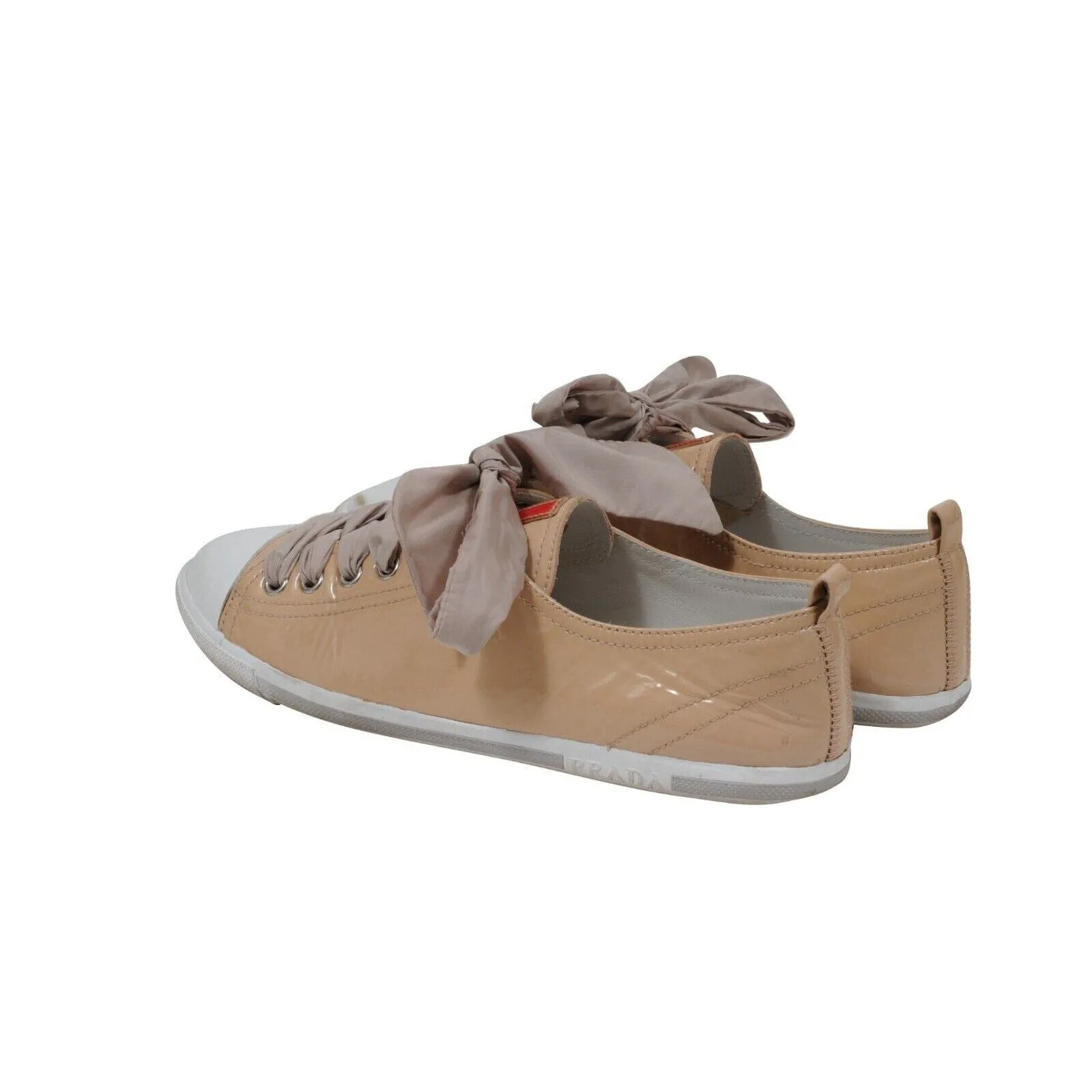 Tan Patent Leather Low Top Sneakers
